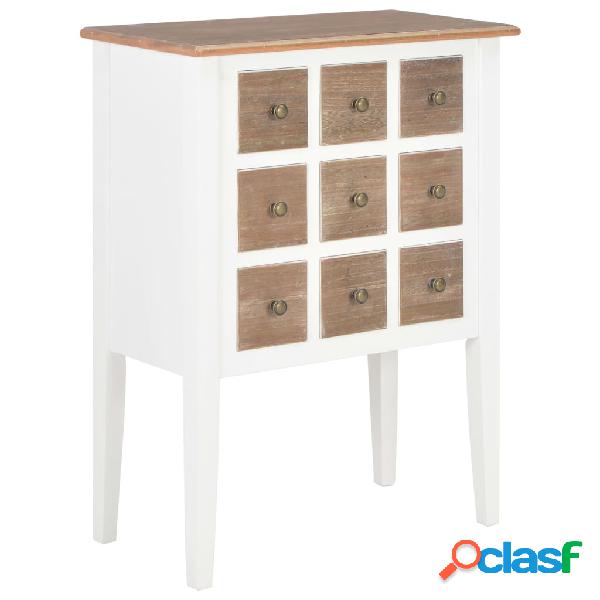 vidaXL Credenza Bianca 54x30x80 cm in Legno Massello