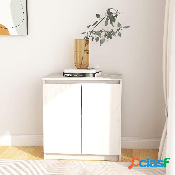 vidaXL Credenza Bianca 60x36x65 cm in Legno Massello di Pino