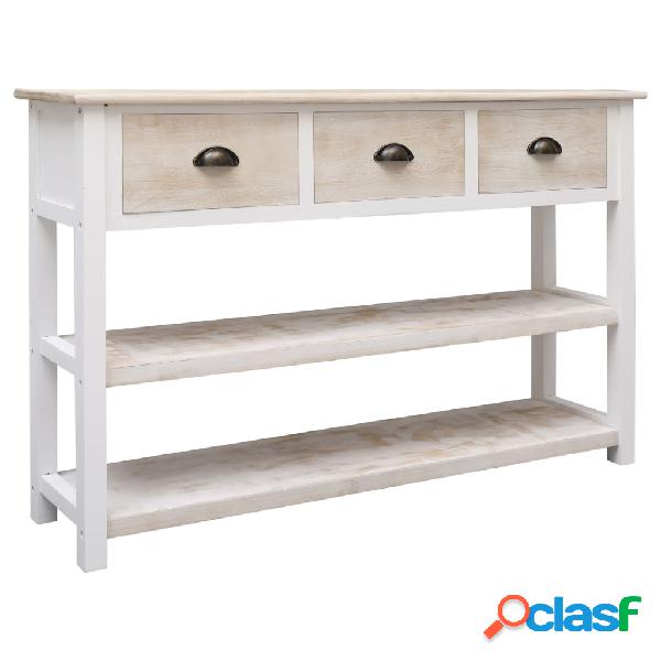 vidaXL Credenza Naturale e Bianca 115x30x76 cm in Legno