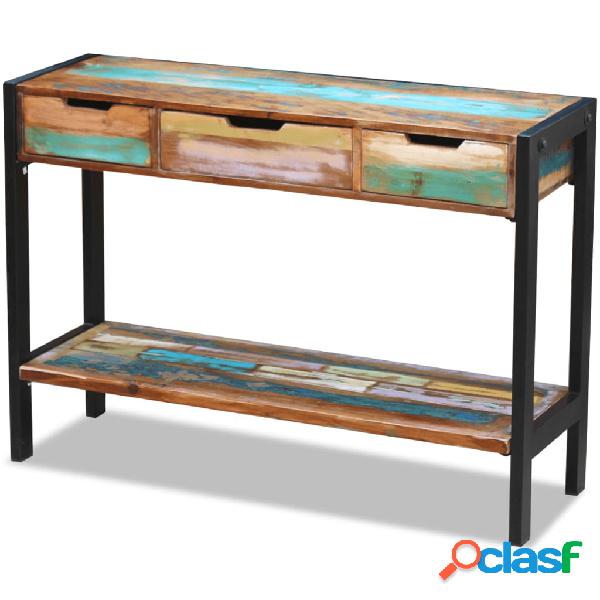 vidaXL Credenza con 3 Cassetti in Legno Massello Anticato