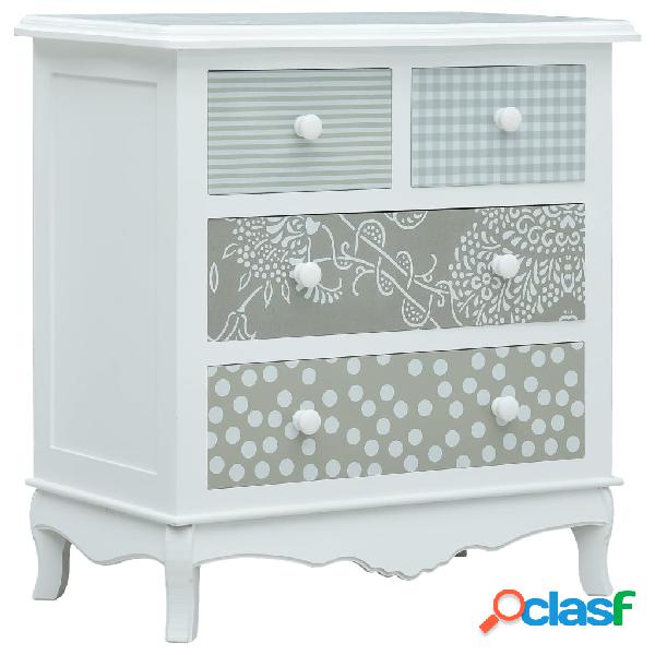 vidaXL Credenza con 4 Cassetti Bianca e Grigia 65,5x35x68 cm