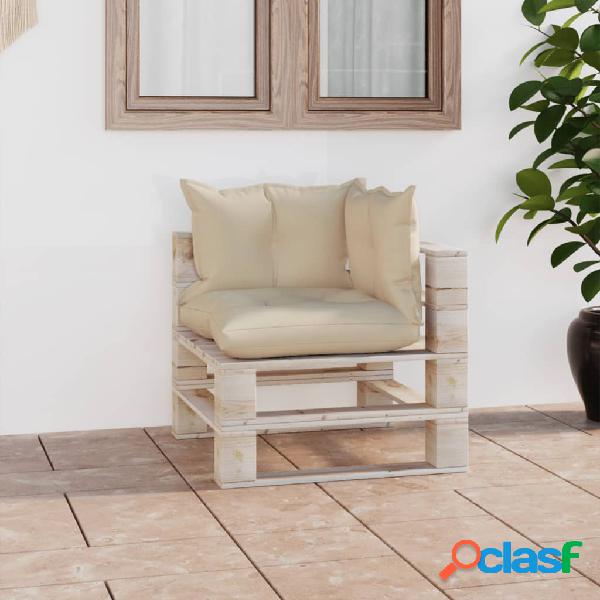 vidaXL Divano Angolare da Giardino in Pallet con Cuscini