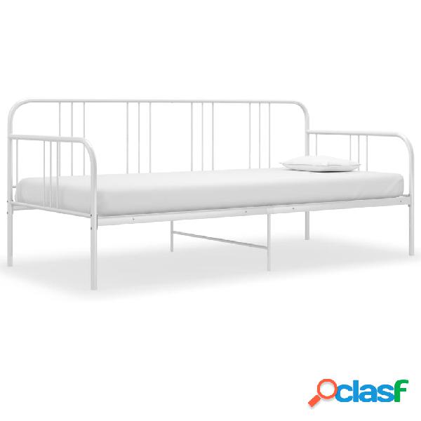 vidaXL Divano Letto Bianco in Metallo 90x200 cm