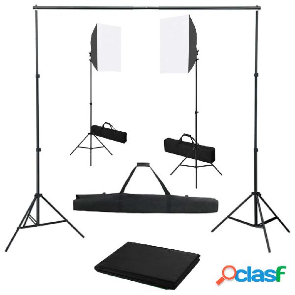 vidaXL Kit Studio Fotografico con Luci Softbox e Fondale