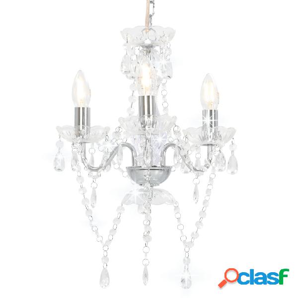 vidaXL Lampadario con Perline Argento Tondo 3 E14