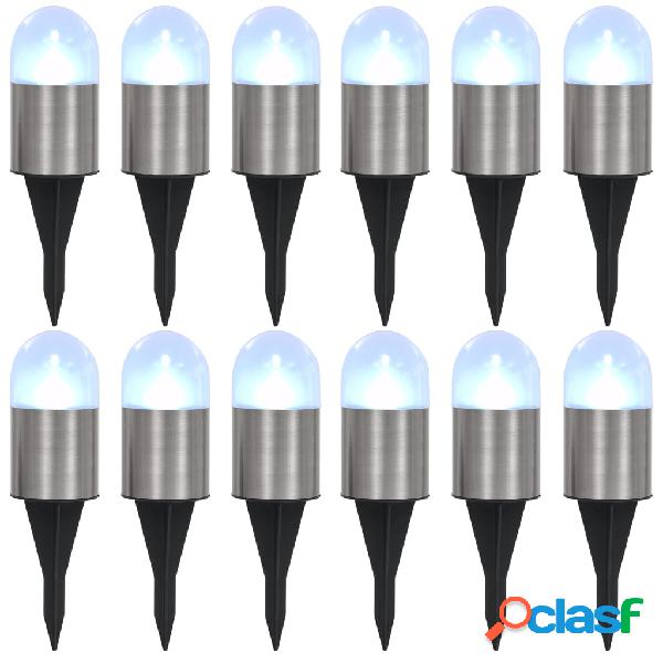 vidaXL Lampade Solari da Terra 12 pz Luci a LED Bianche