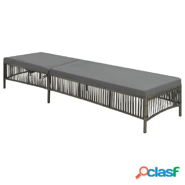 vidaXL Lettino Prendisole con Cuscino in Polyrattan Grigio