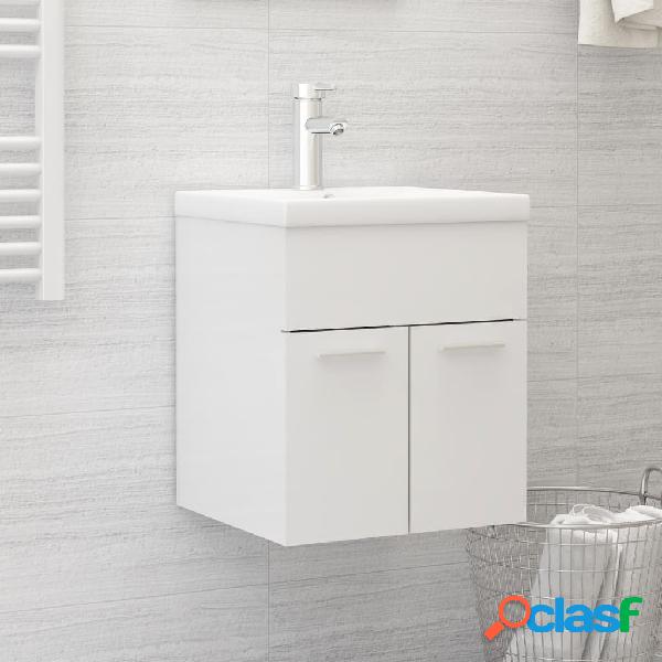 vidaXL Mobile Bagno con Lavabo Integrato Bianco Lucido in