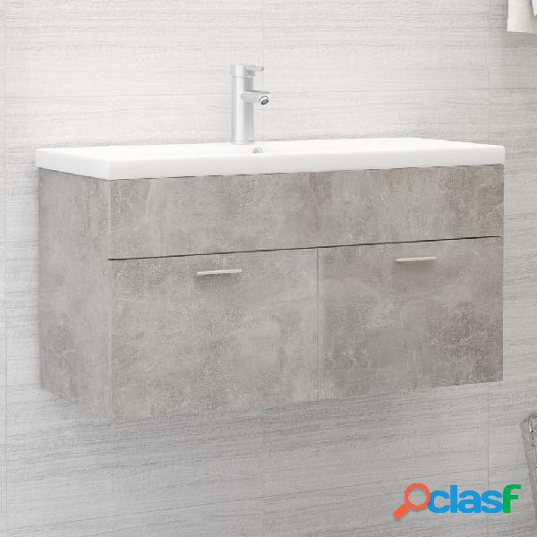 vidaXL Mobile Bagno con Lavabo Integrato Grigio Cemento in