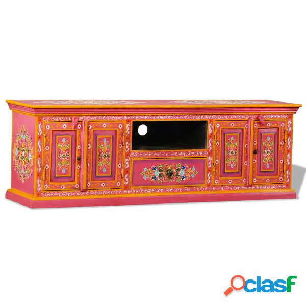 vidaXL Mobile Porta TV in Legno Massello di Mango Rosa