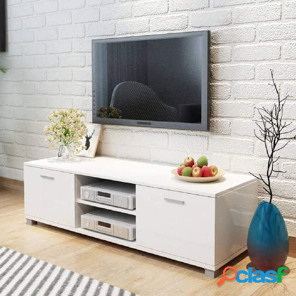 vidaXL Mobile TV Bianco Laccato Lucido 120x40,3x34,7 cm