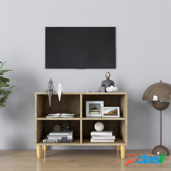 vidaXL Mobile TV con Gambe in Legno Massello Rovere Sonoma