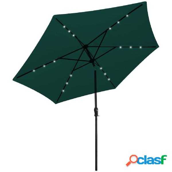 vidaXL Ombrellone a sbalzo a LED 3 m Verde