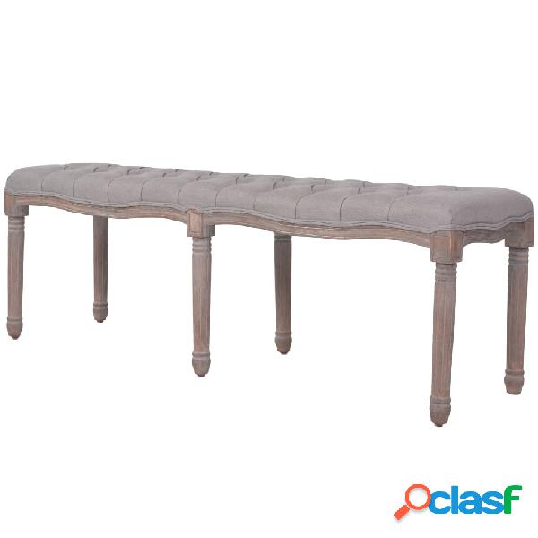 vidaXL Panca in Legno Massello e Lino 150x40x48 cm Grigio