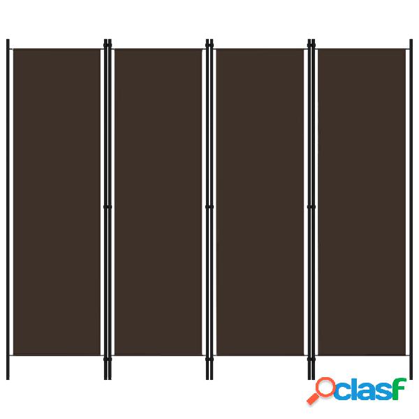 vidaXL Paravento a 4 Pannelli Marrone 200x180 cm
