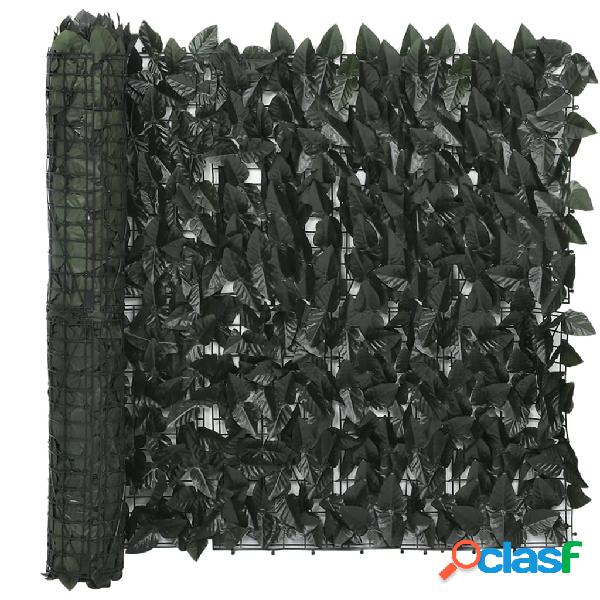 vidaXL Paravento da Balcone con Foglie Verde Scuro 400x75 cm