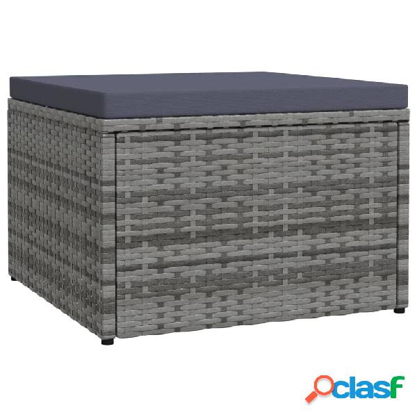 vidaXL Poggiapiedi da Giardino con Cuscino in Polyrattan