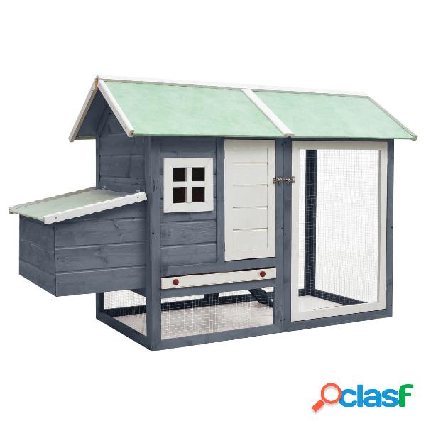 vidaXL Pollaio Grigio 170x81x110cm in Legno Massello di Pino