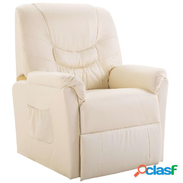 vidaXL Poltrona Reclinabile Crema in Similpelle