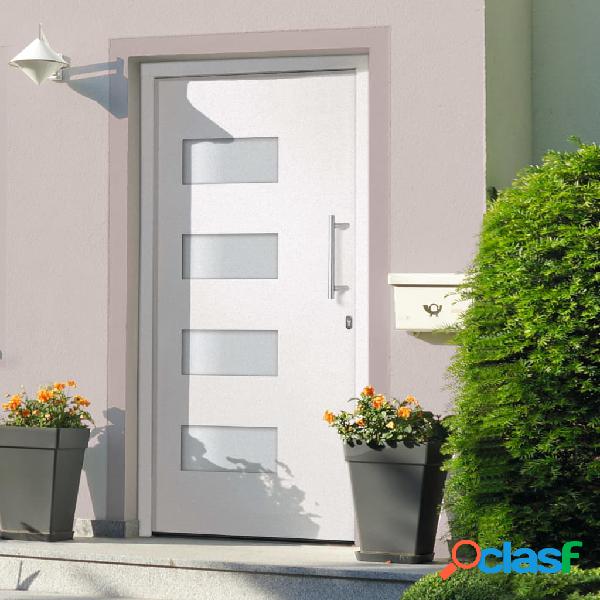 vidaXL Porta dIngresso in Alluminio e PVC Bianco 100x210 cm