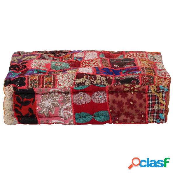 vidaXL Pouf Patchwork in Cotone Fatto a Mano Quadrato