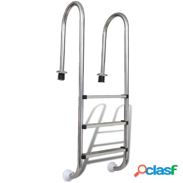 vidaXL Scaletta per Piscina 3 Gradini in Acciaio Inox 304