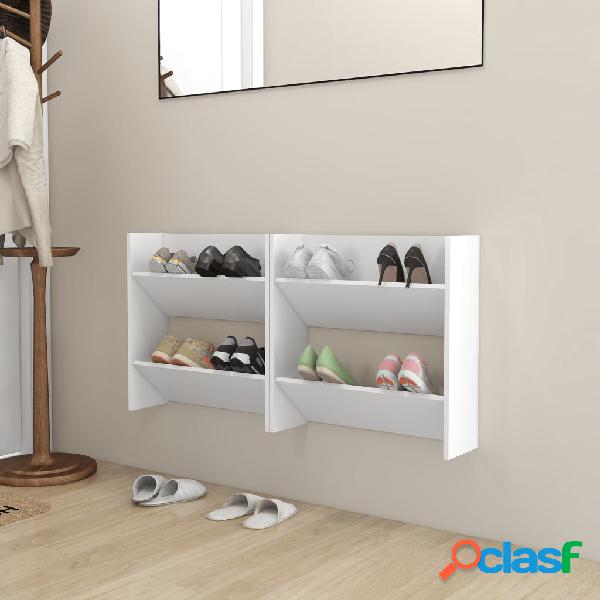 vidaXL Scarpiere a Muro 2 pz Bianco 60x18x60 cm in
