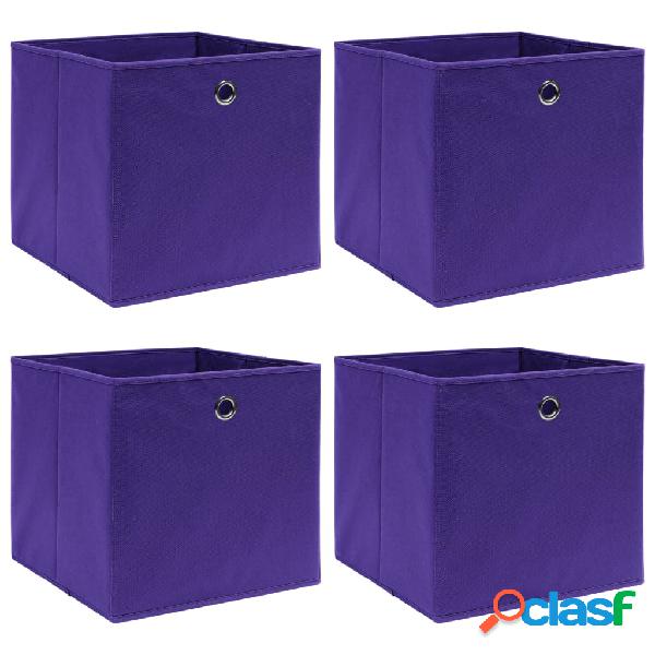 vidaXL Scatole 4 pz Viola 32x32x32 cm in Tessuto