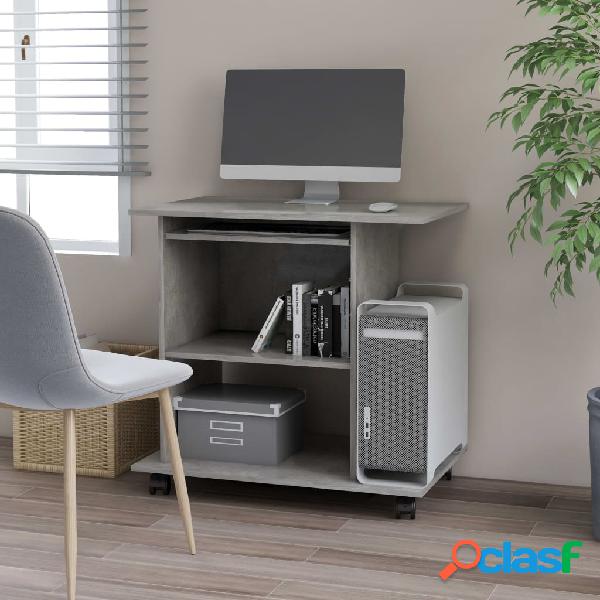 vidaXL Scrivania per Computer Grigio Cemento 80x50x75 cm in