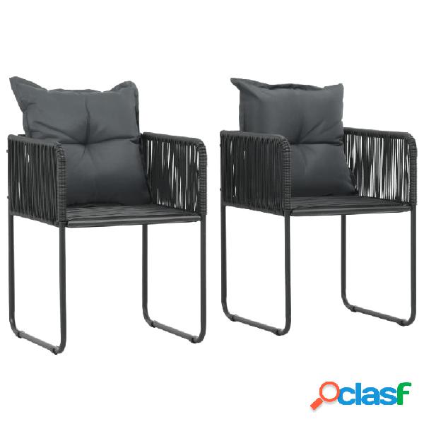 vidaXL Sedie da Esterno 2 pz con Cuscini in Polyrattan Nere
