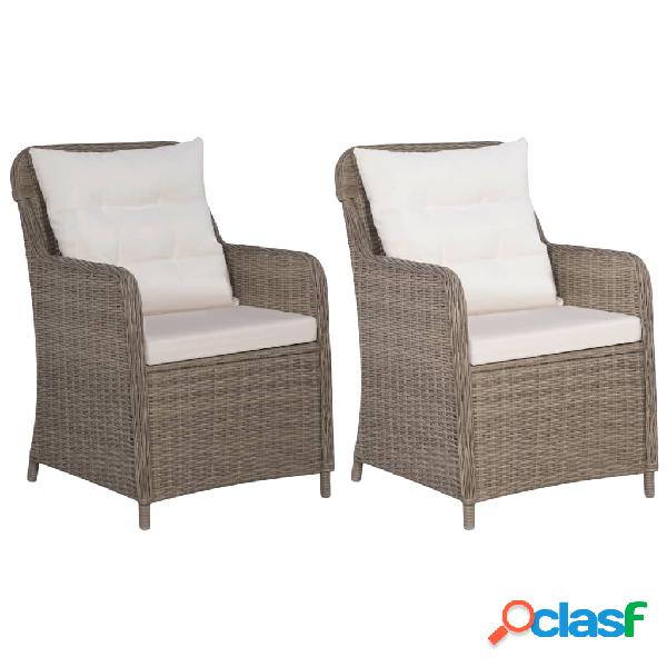 vidaXL Sedie da Esterno con Cuscini 2 pz in Polyrattan