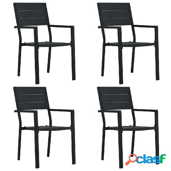 vidaXL Sedie da Giardino 4 pz Nere in HDPE Aspetto Legno