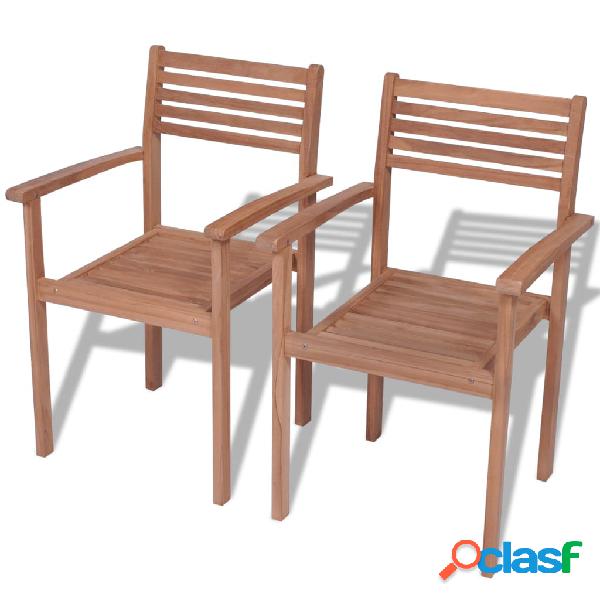 vidaXL Sedie da Giardino Impilabili 2 pz in Legno Massello
