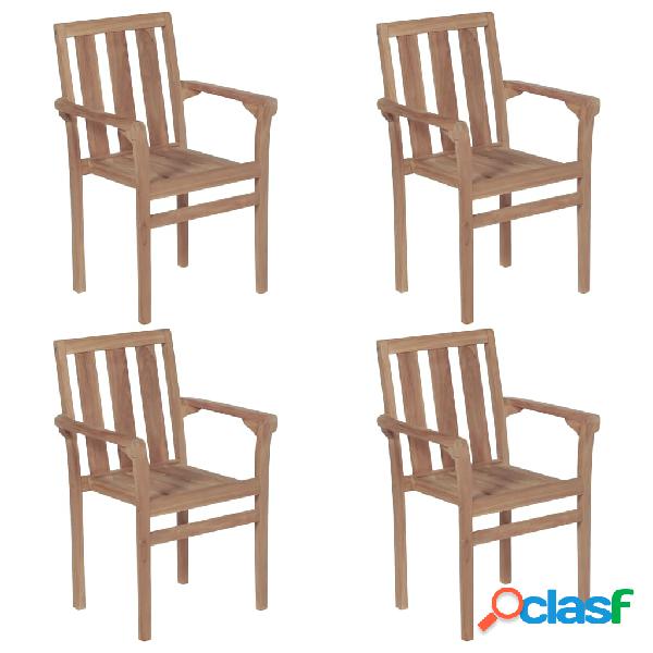 vidaXL Sedie da Giardino Impilabili 4 pz in Legno Massello