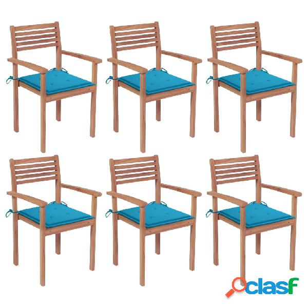 vidaXL Sedie da Giardino Impilabili con Cuscini 6 pz