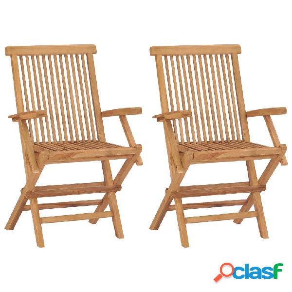 vidaXL Sedie da Giardino Pieghevoli 2 pz in Legno Massello