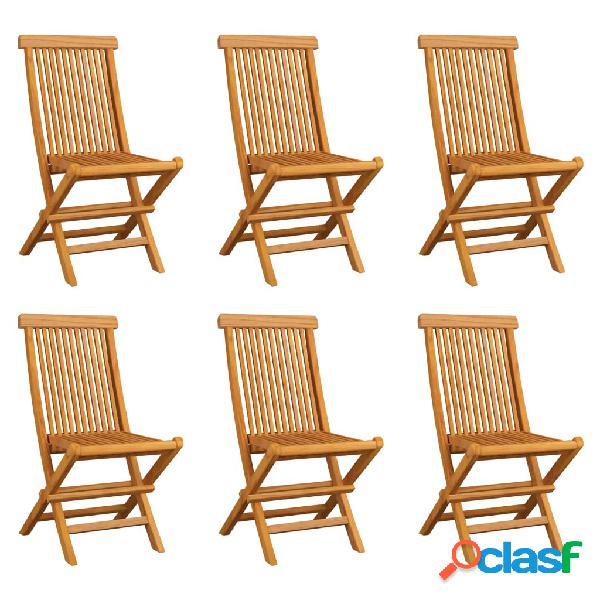 vidaXL Sedie da Giardino Pieghevoli 6 pz in Legno Massello