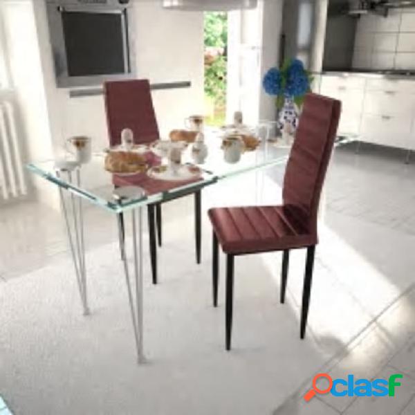 vidaXL Sedie da Pranzo 2 pz Rosso Bordò in Similpelle