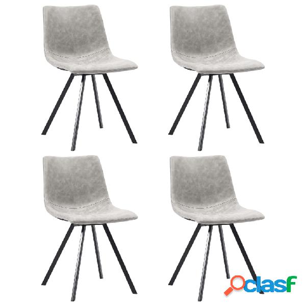 vidaXL Sedie da Pranzo 4 pz Grigio Chiaro in Similpelle