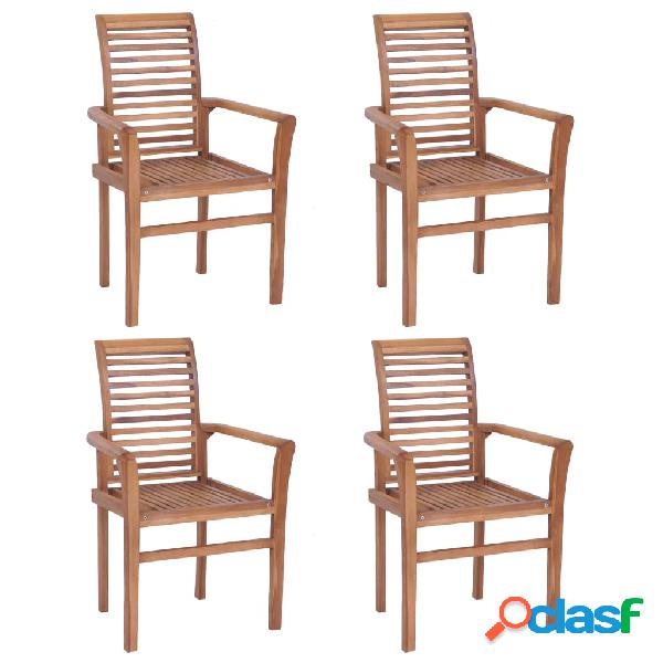 vidaXL Sedie da Pranzo Impilabili 4 pz in Legno Massello di