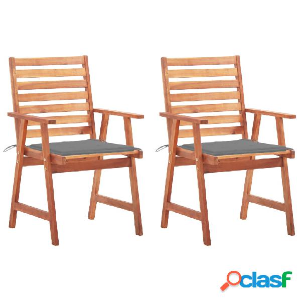 vidaXL Sedie da Pranzo da Esterni con Cuscini 2 pz Massello