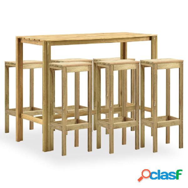 vidaXL Set Bistrò da Giardino 7 pz in Legno di Pino