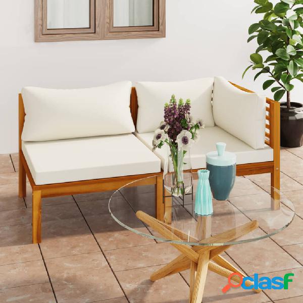 vidaXL Set Divani da Giardino 2 pz con Cuscini Bianco Crema