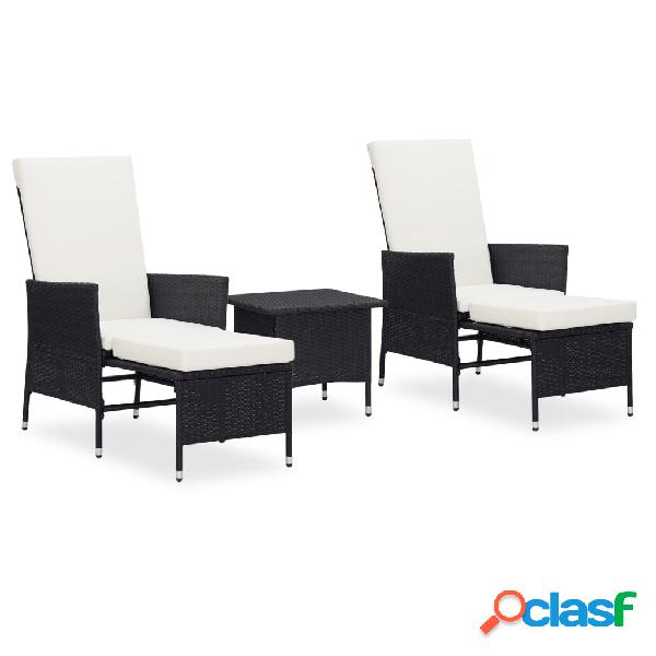 vidaXL Set Divani da Giardino 3 pz con Cuscini in Polyrattan