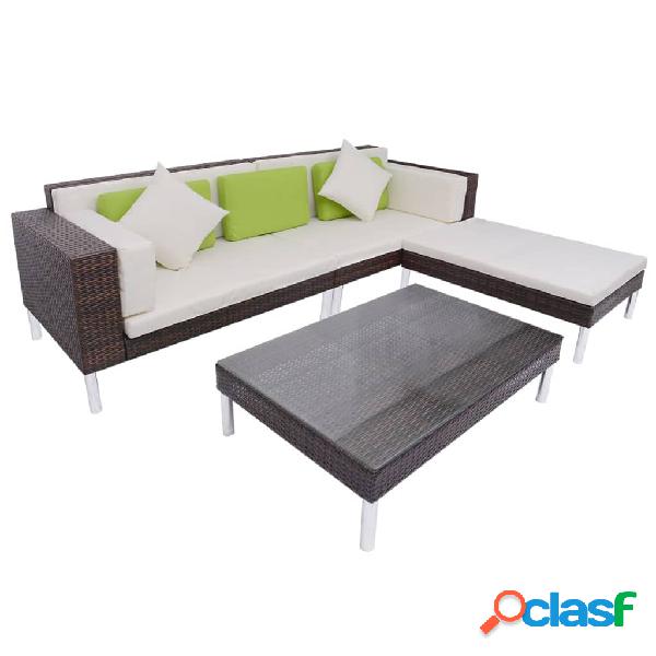 vidaXL Set Divani da Giardino 4 pz con Cuscini in Polyrattan