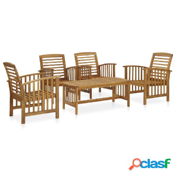 vidaXL Set Divani da Giardino 5 pz in Legno Massello di