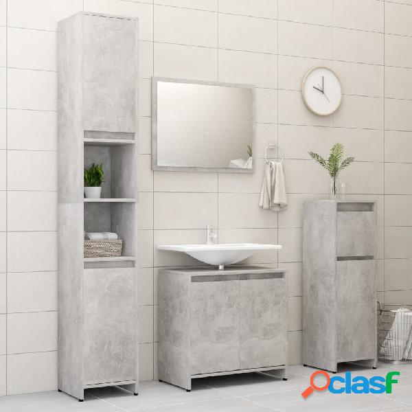 vidaXL Set Mobili da Bagno 4 pz Grigio Cemento in Truciolato