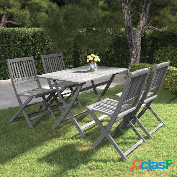 vidaXL Set da Pranzo per Giardino 5 pz Legno Massello di