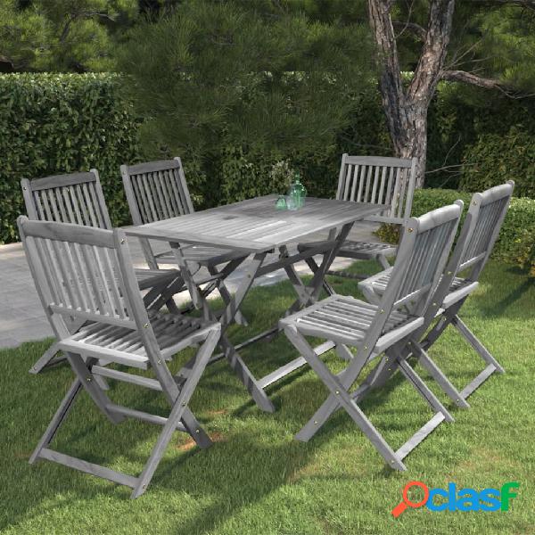 vidaXL Set da Pranzo per Giardino 7 pz Legno Massello di