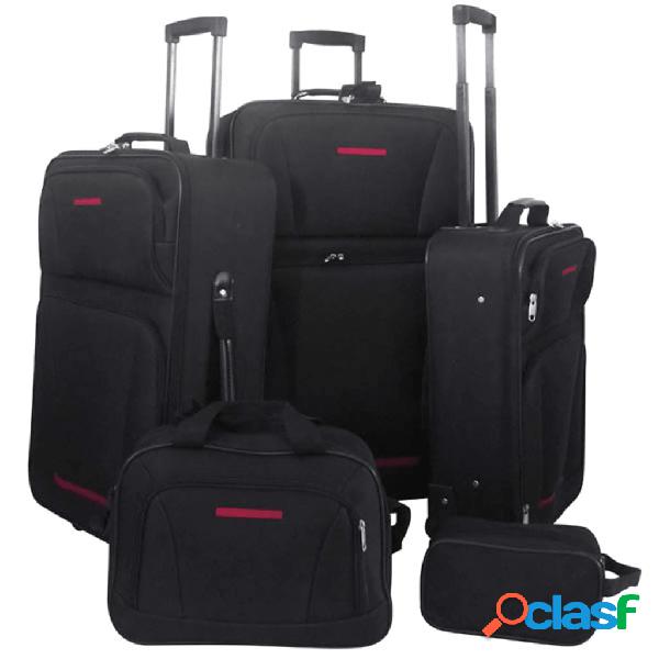 vidaXL Set da Viaggio Trolley e Borse 5 pz Nero